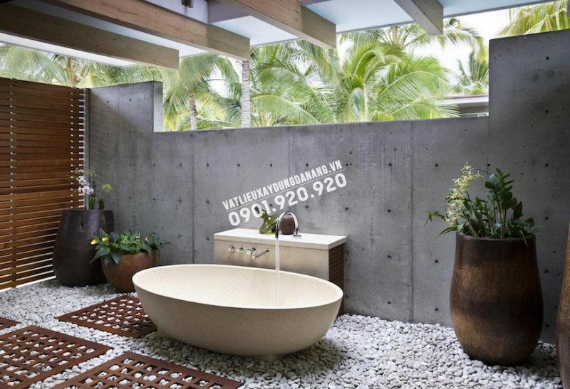 Sàn phòng tắm rải sỏi tự nhiên