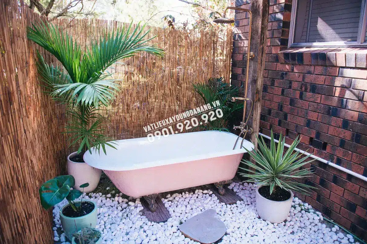Sàn phòng tắm được rải sỏi tự nhiên độc đáo Sàn phòng tắm được rải sỏi tự nhiên độc đáo