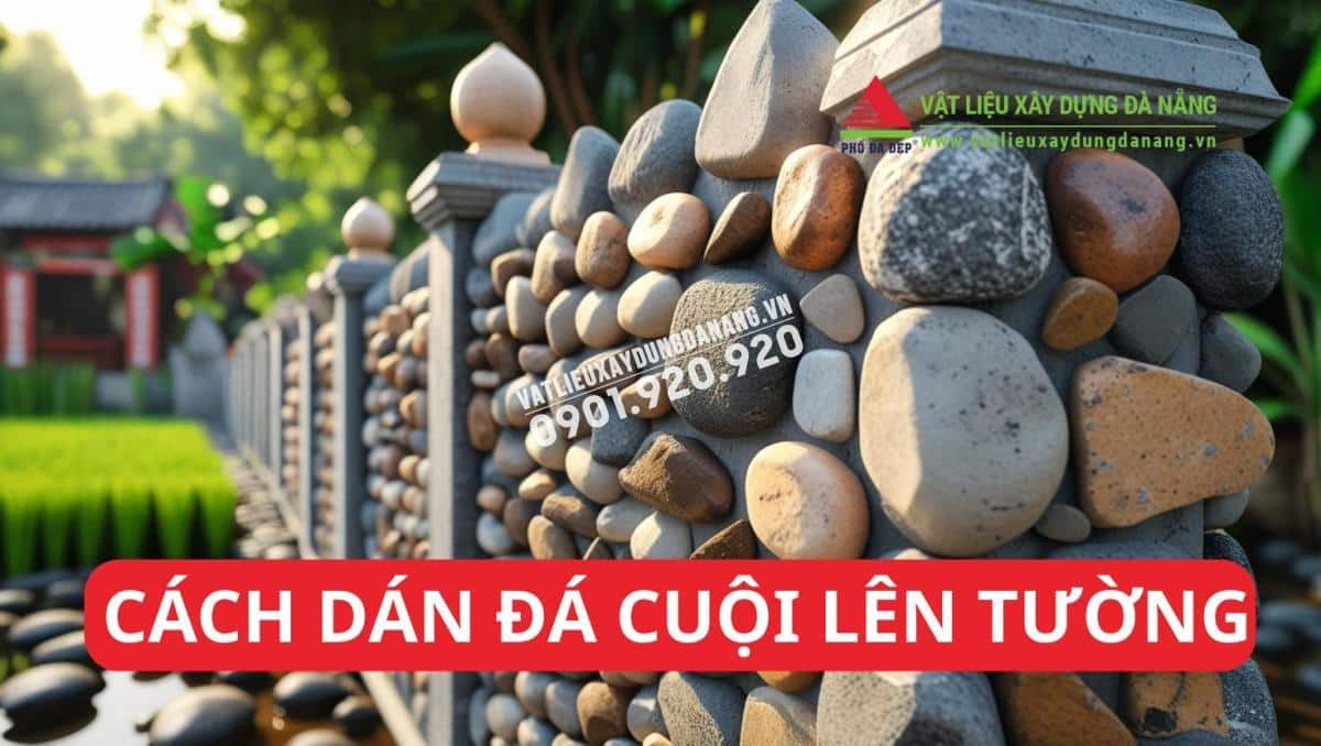 Cách dán đá cuội lên tường