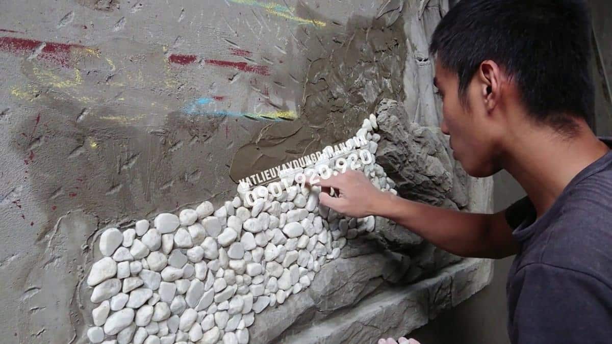 Cách dán đá cuội nhỏ lên tường chuẩn kỹ thuật