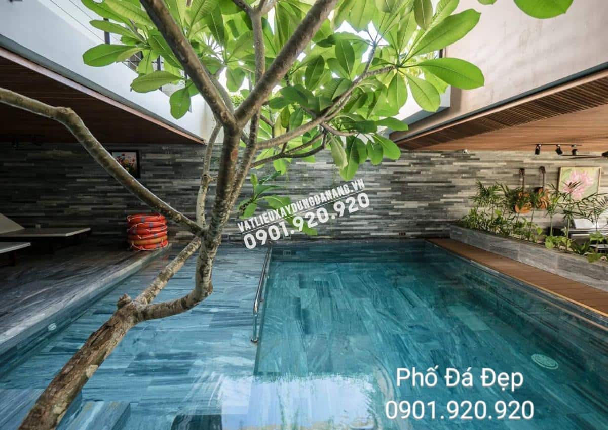 CHIÊM NGƯỠNG MỘT SỐ CÔNG TRÌNH HỒ BƠI LÁT ĐÁ SỌC DƯA ĐẸP