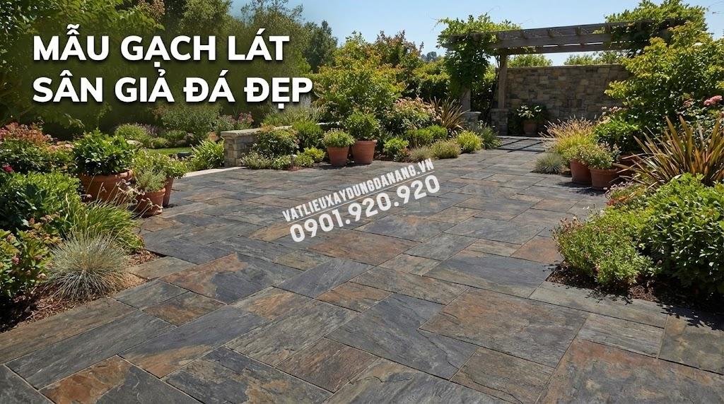 Gạch lát sân giả đá đẹp Gạch lát sân giả đá đẹp
